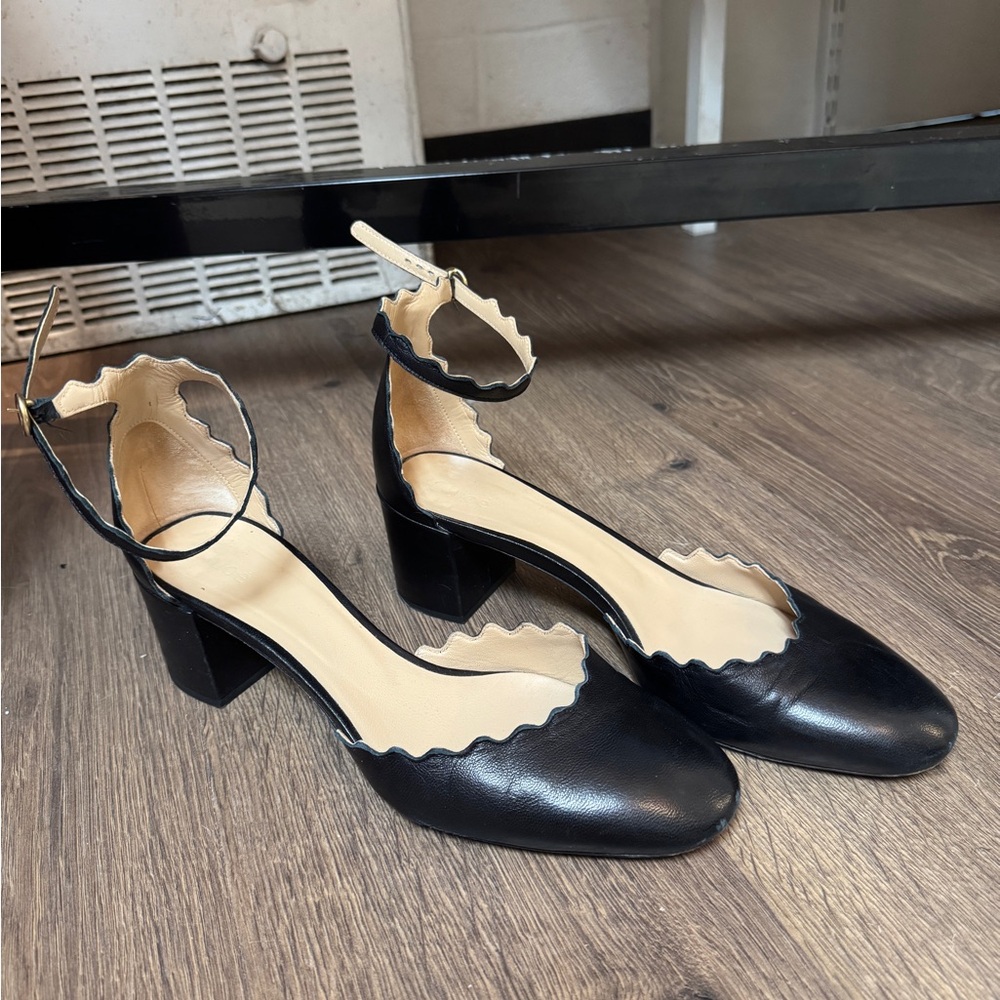 Chloe • Scalloped Edge Block Heels • 39